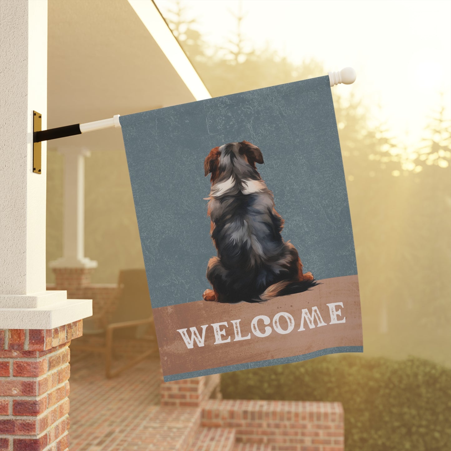 Bernese Mountain Dog Welcome 2-Sided Garden & House Flag/Banner