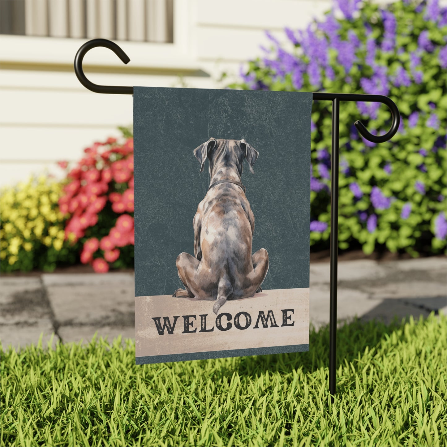 Great Dane Welcome 2-Sided Garden & House Flag/Banner