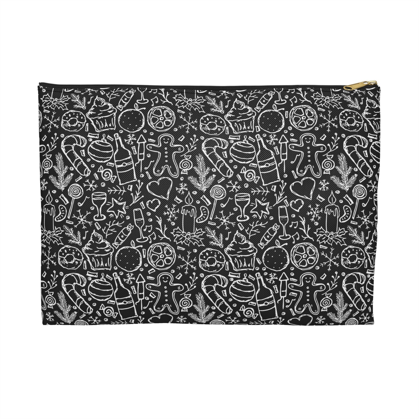 Christmas Holiday Icons in Black & White Accessory Pouch