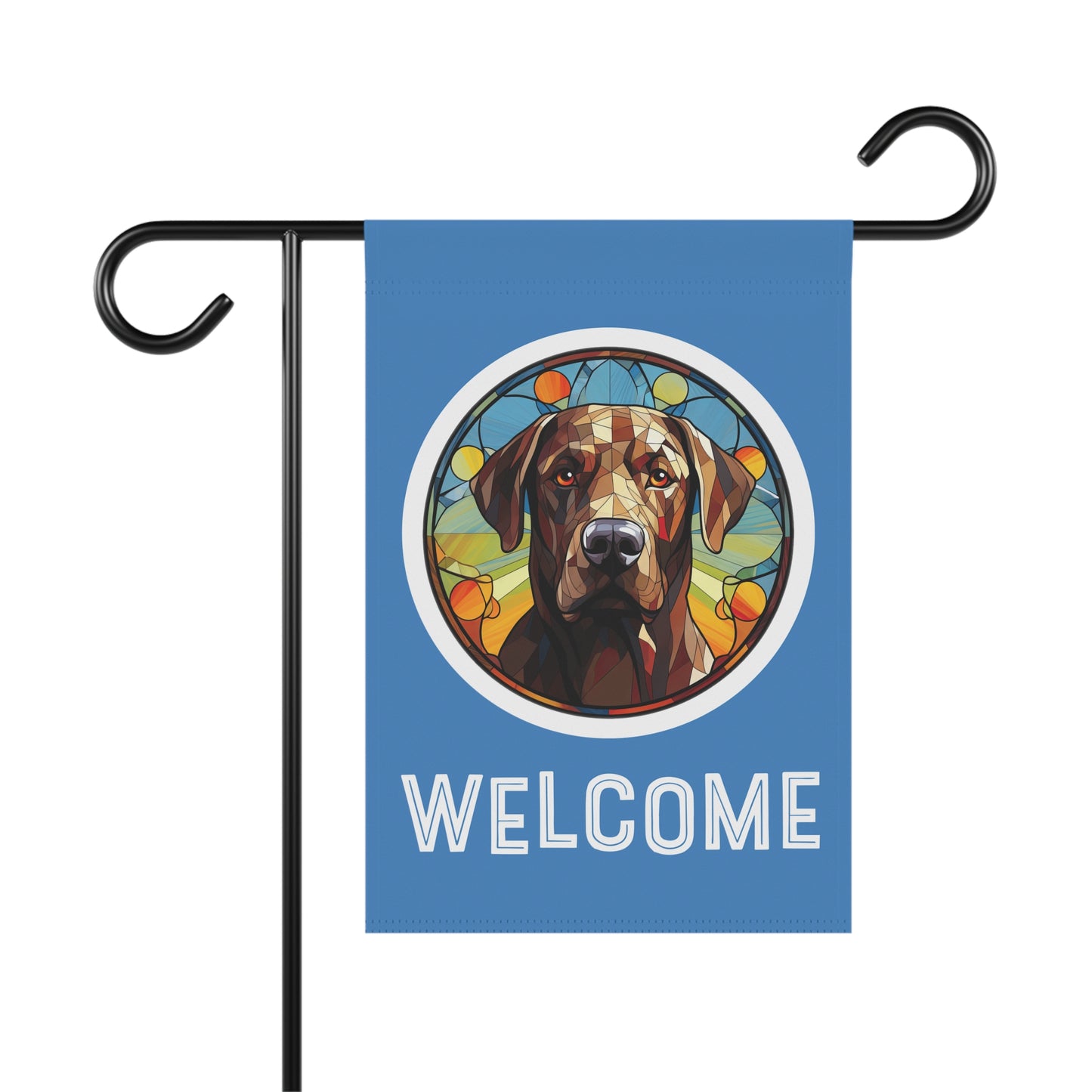 Chocolate Labrador Retriever Welcome 2-Sided Garden & House Flag/Banner