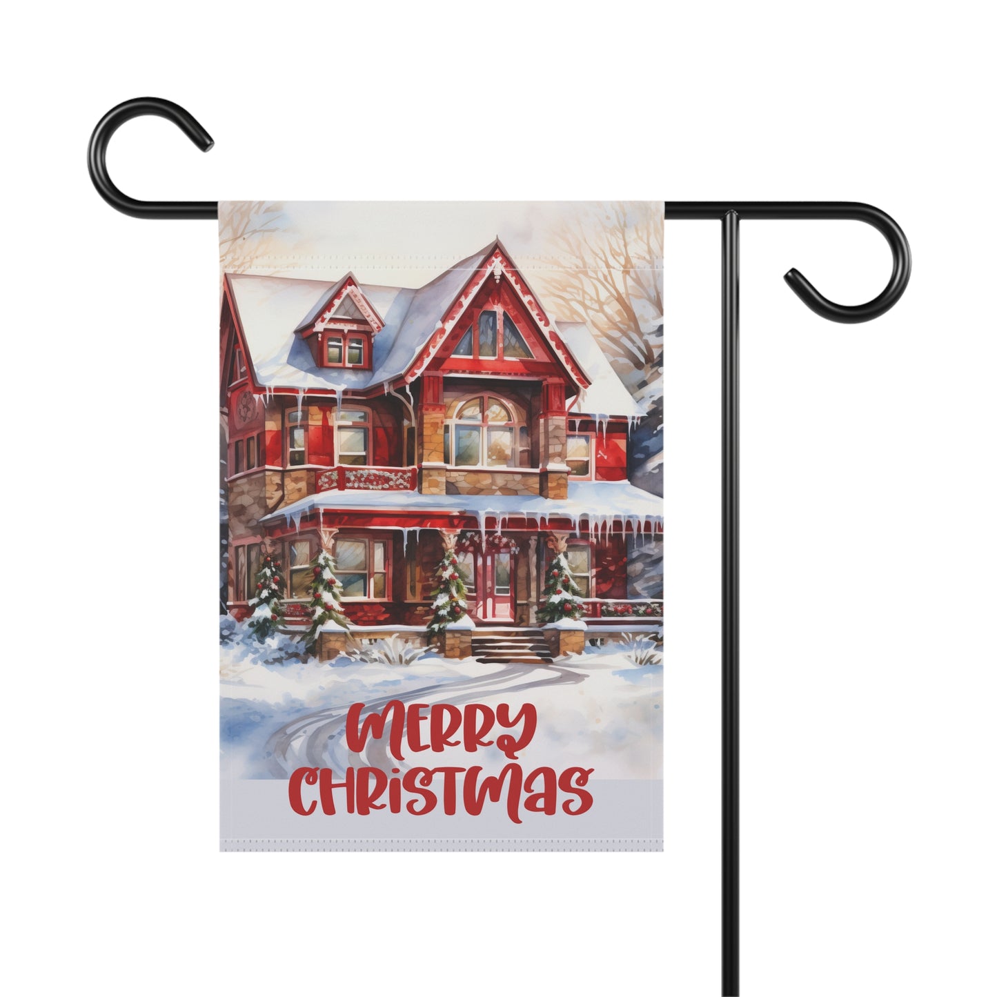 Merry Christmas Red House Garden & House Banner