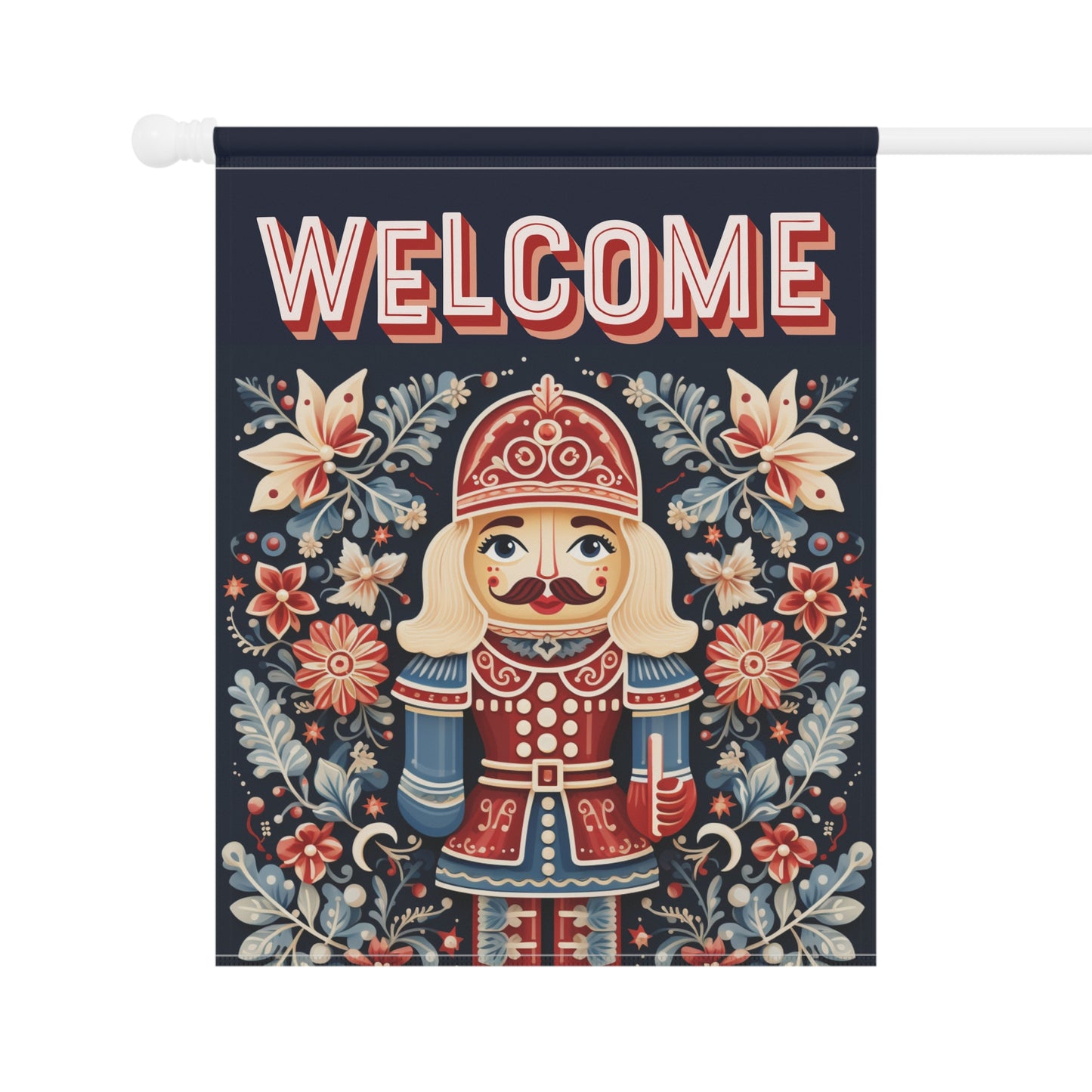 Nordic Nutcracker Welcome 2-Sided Garden & House Flag/Banner