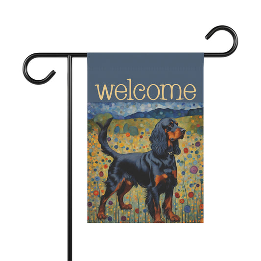 Gordon Setter Welcome 2-Sided Garden & House Flag/Banner