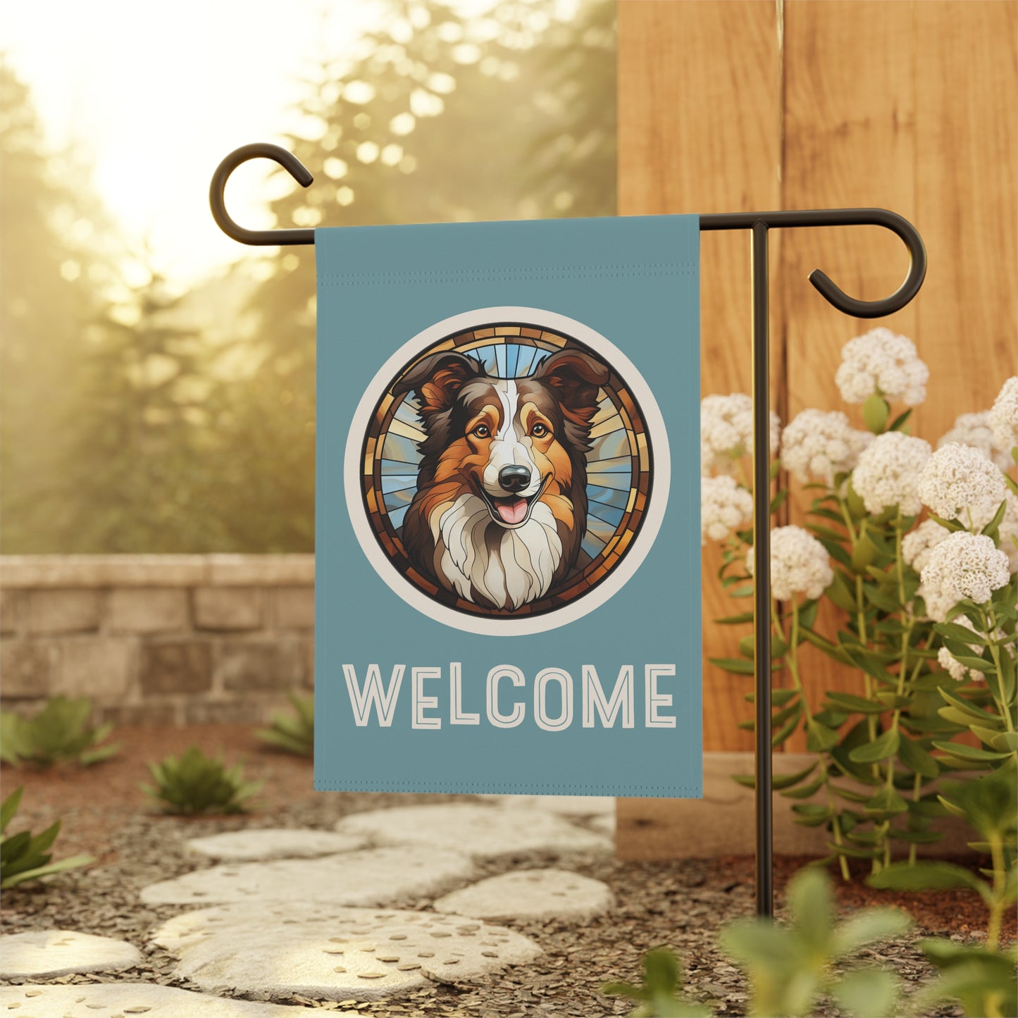 Collie Welcome 2-Sided Garden & House Flag/Banner