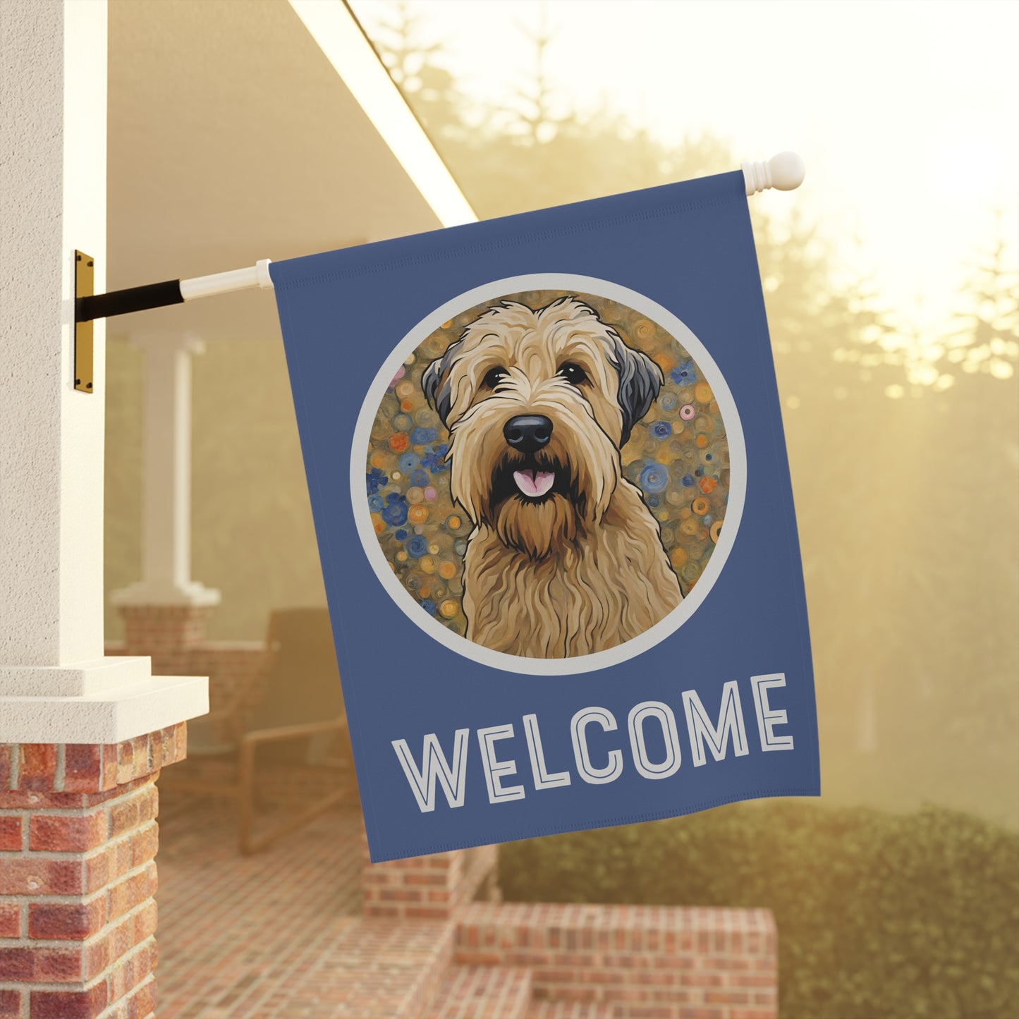 Wheaten Terrier Welcome 2-Sided Garden & House Flag/Banner