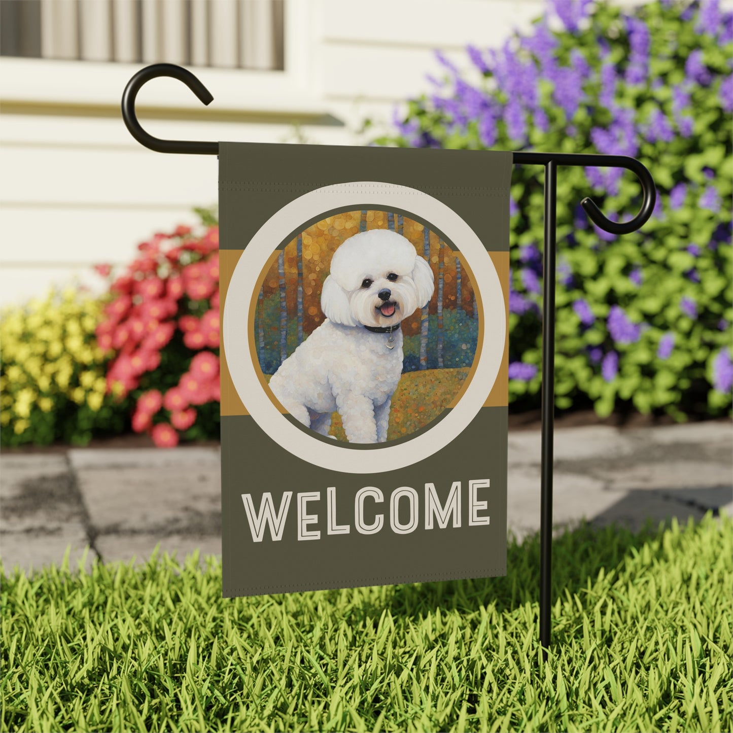 Bichon Frise Welcome 2-Sided Garden & House Flag/Banner