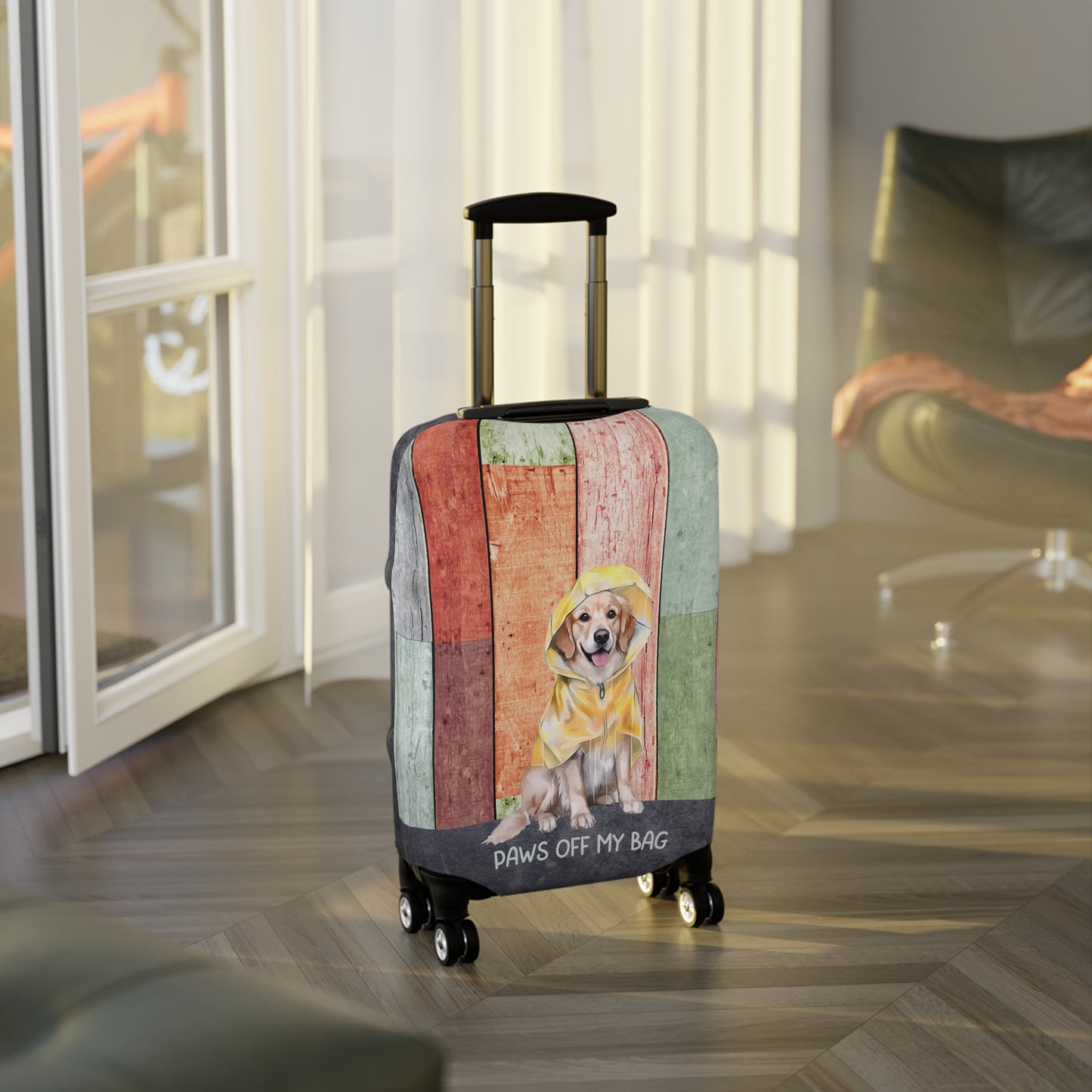 Golden Retriever in Raincoat Paws Off My Bag Luggage Cover