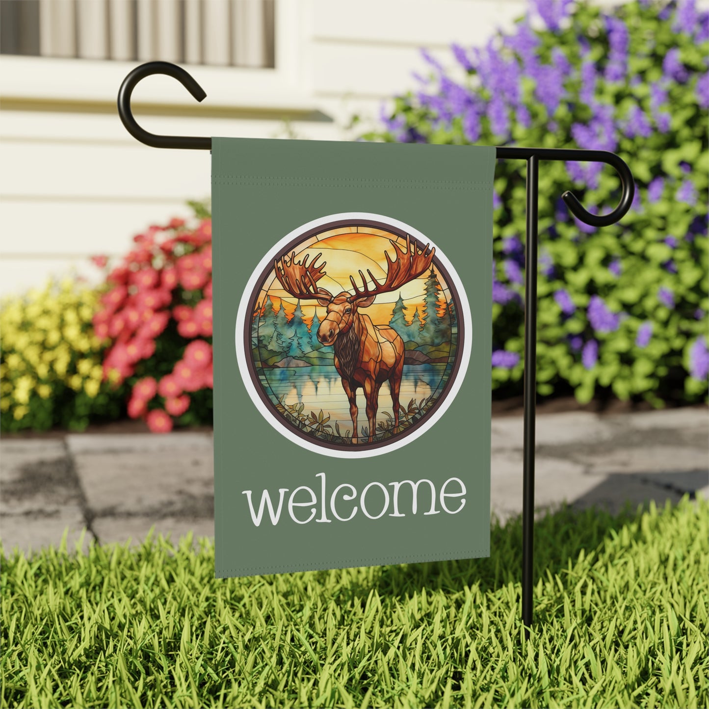 Moose Welcome 2-Sided Garden & House Flag/Banner