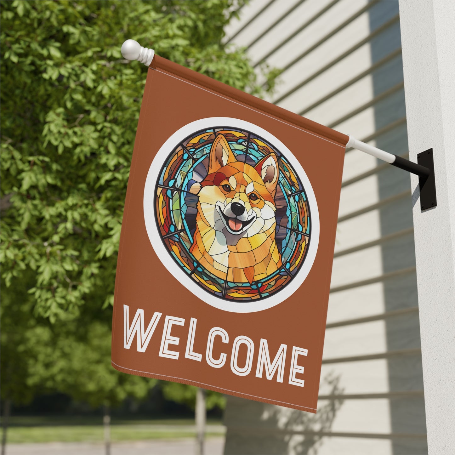 Shiba Inu Welcome 2-Sided Garden & House Flag/Banner