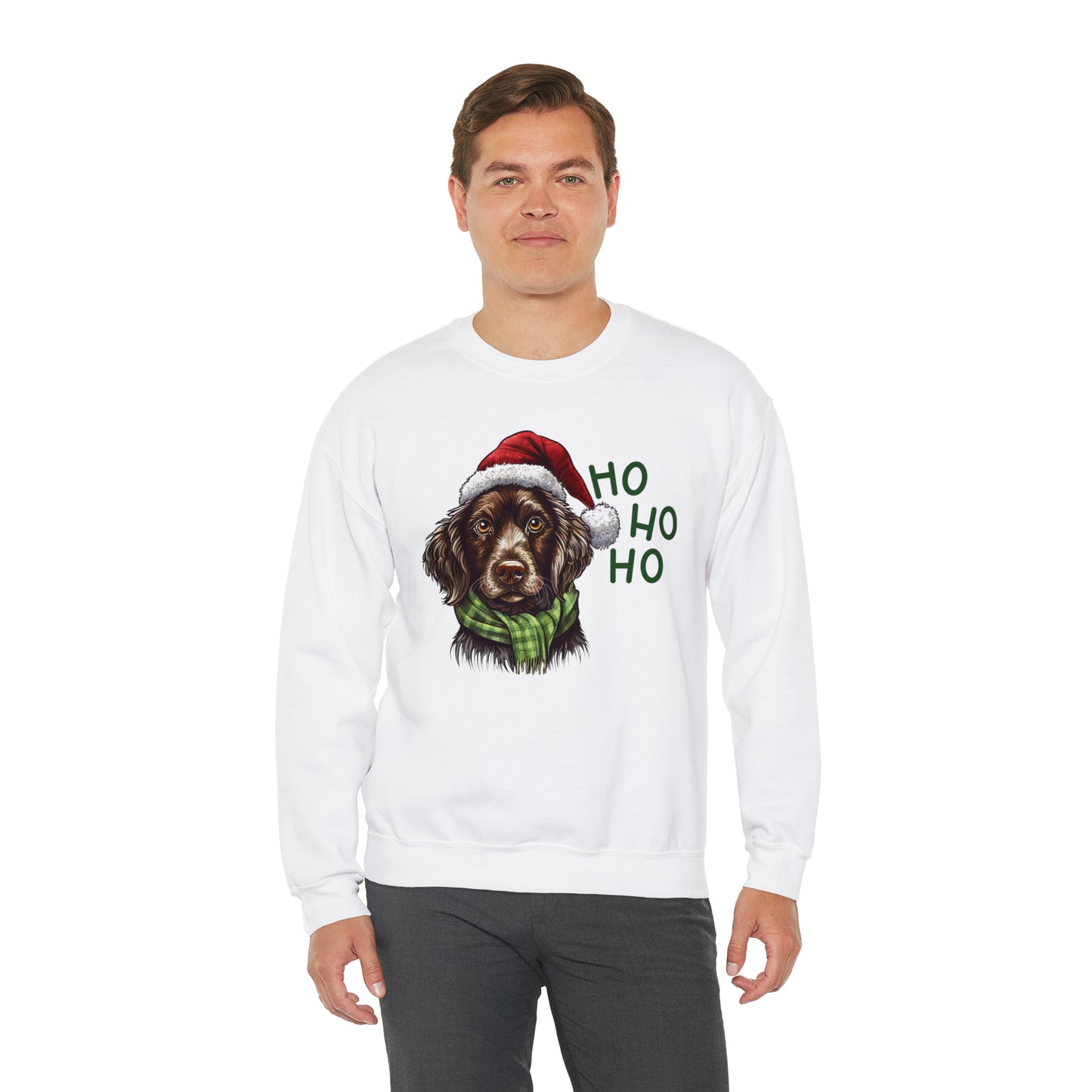 Ho Ho Ho Ready For Christmas Cute Dog Unisex Heavy Blend™ Crewneck Sweatshirt