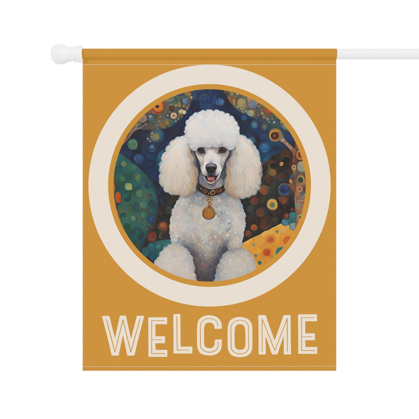 White Poodle Welcome 2-Sided Garden & House Flag/Banner