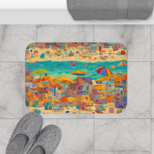 Seaside in Living Color Microfiber Bath Mat