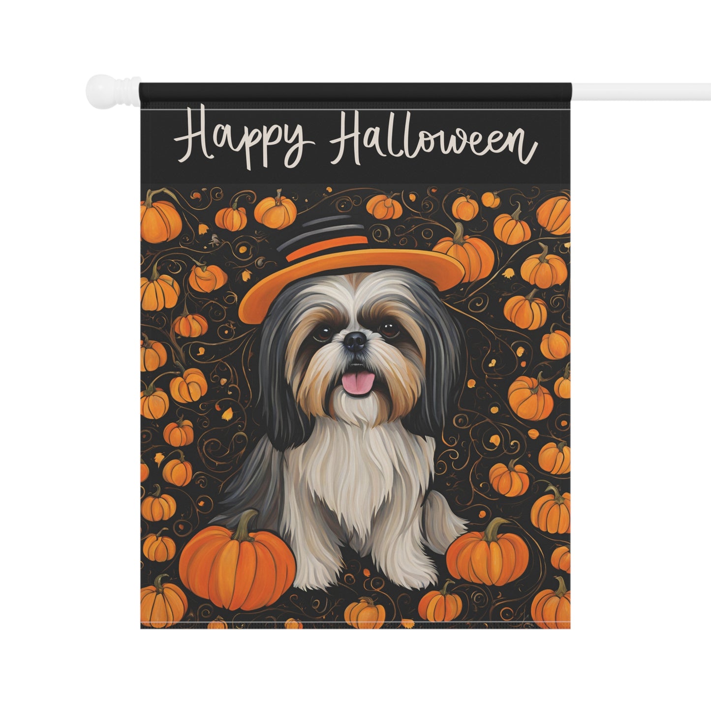 Shih Tzu Happy Halloween 2-Sided Garden & House Flag/Banner