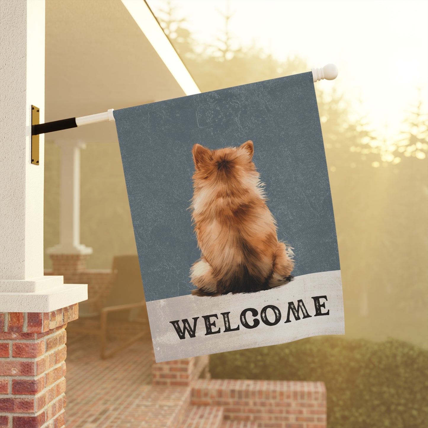 Pomeranian Welcome 2-Sided Garden & House Flag/Banner