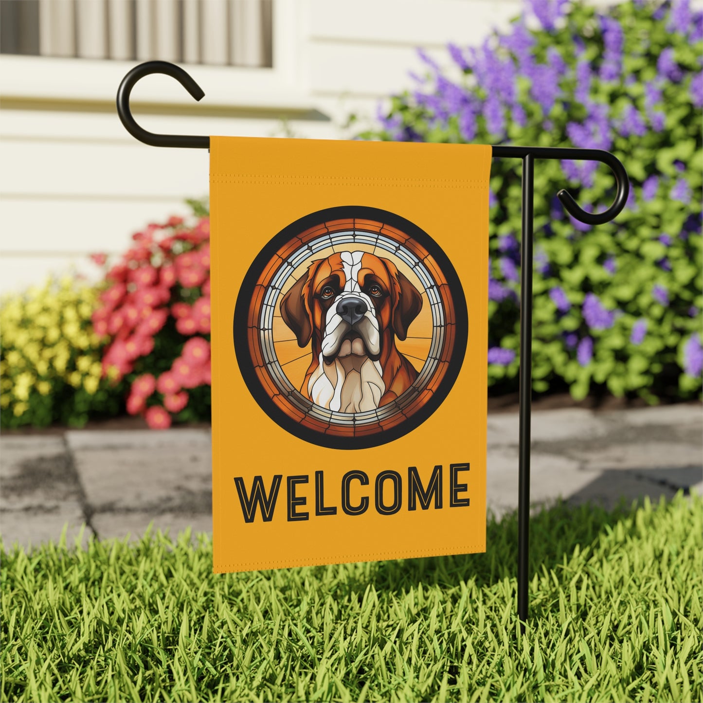 Saint Bernard Welcome 2-Sided Garden & House Flag/Banner
