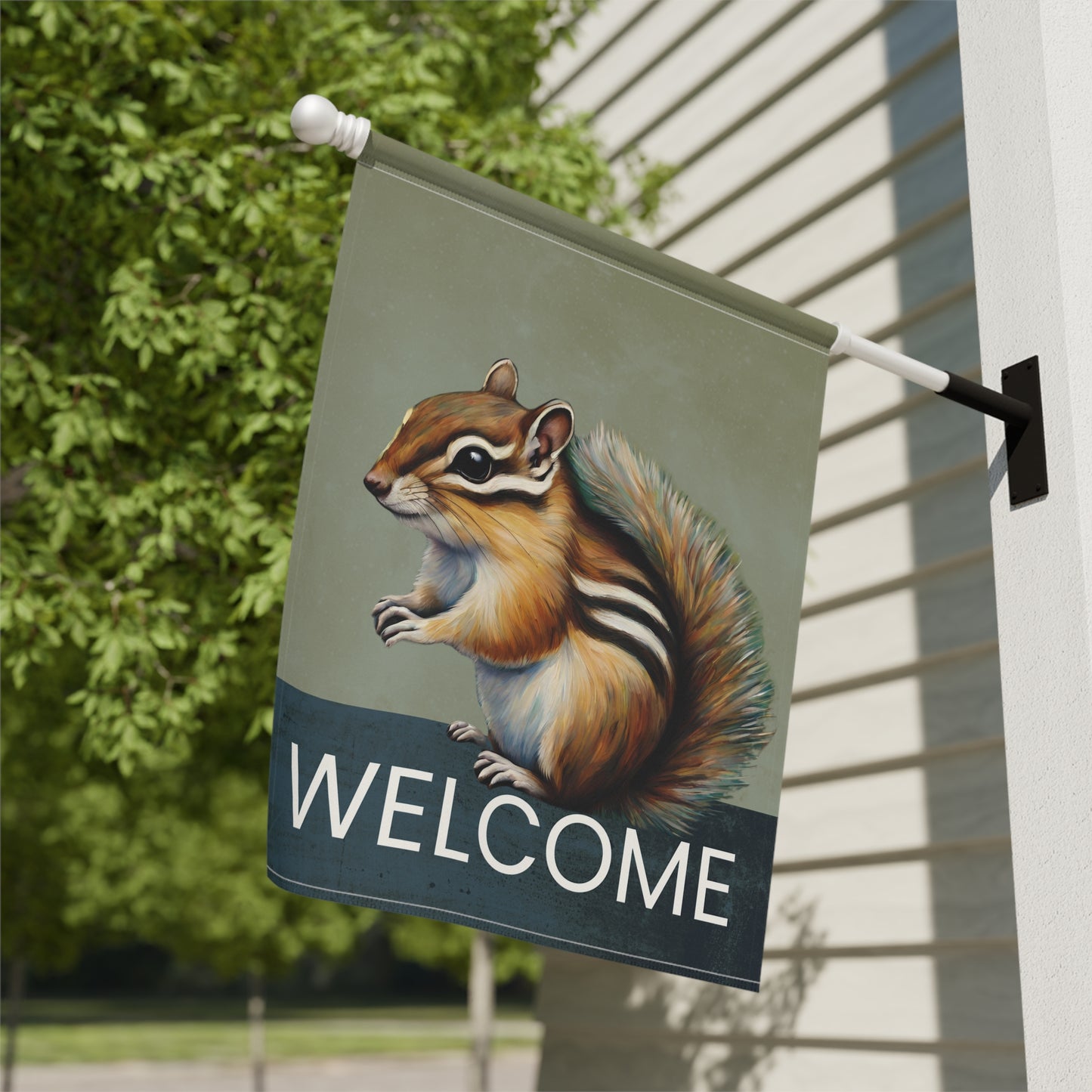 Chipmunk Welcome 2-Sided Garden & House Flag/Banner