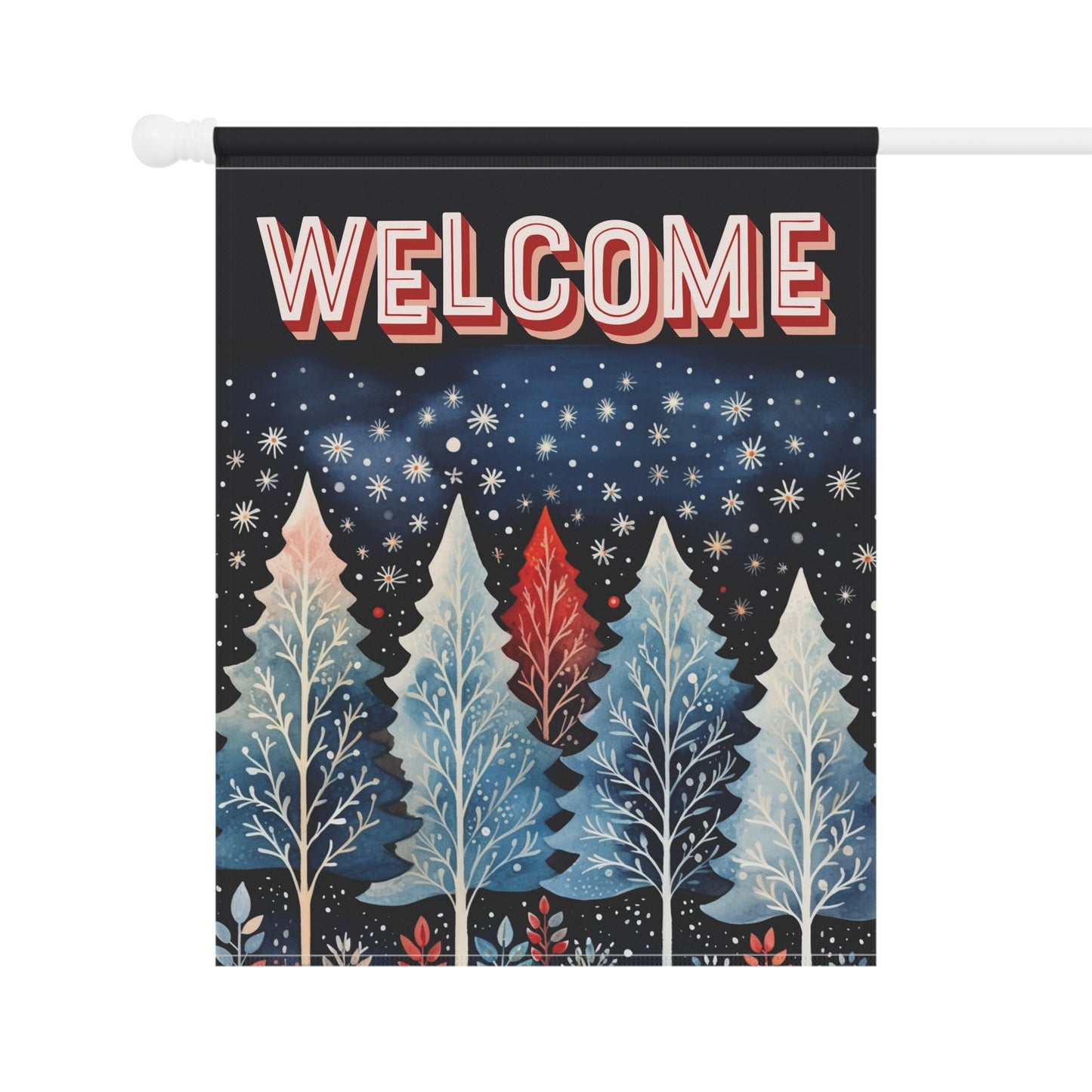 Nordic Forest Welcome 2-Sided Garden & House Flag/Banner