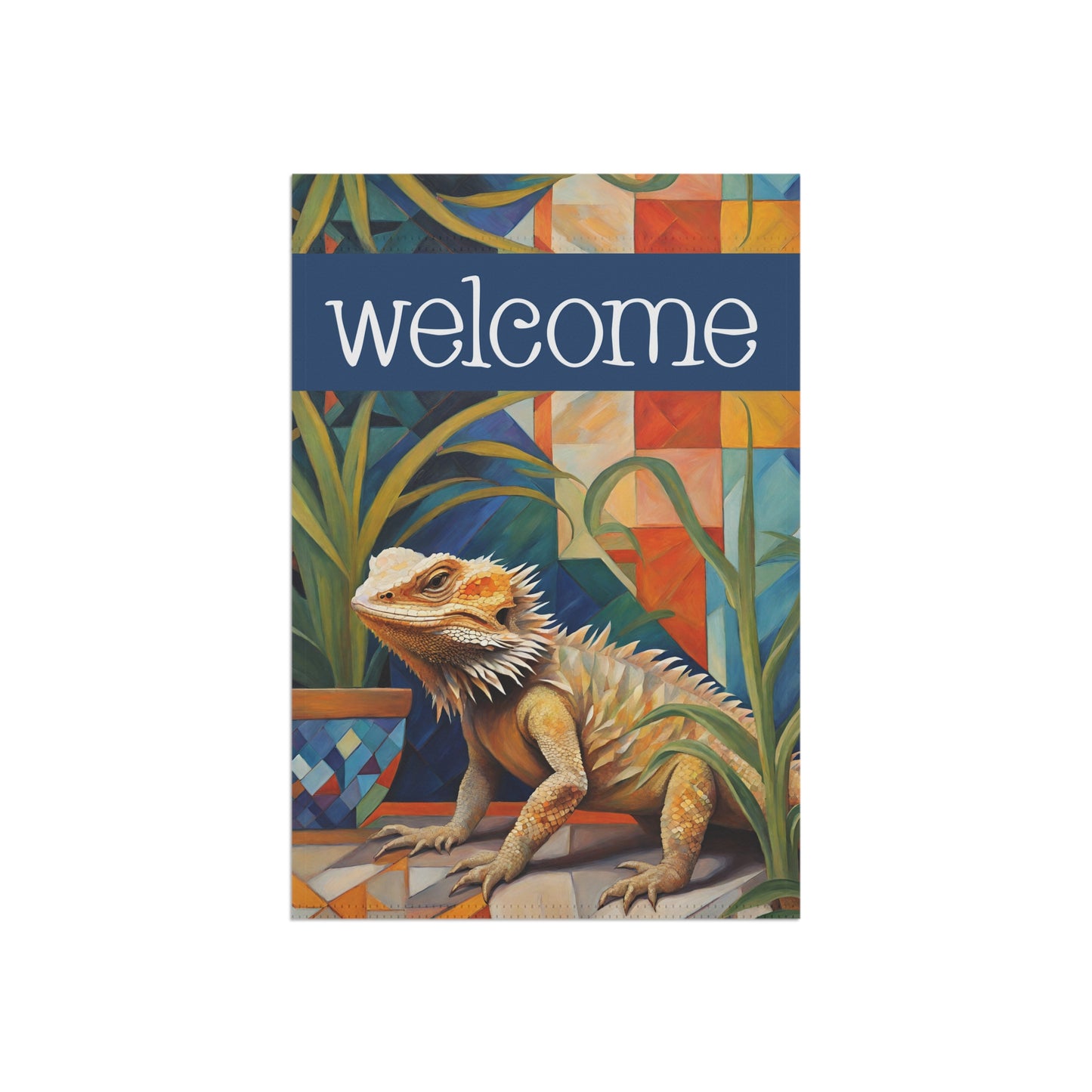 Patio Visitor Bearded Dragon Welcome 2-Sided Garden & House Flag/Banner