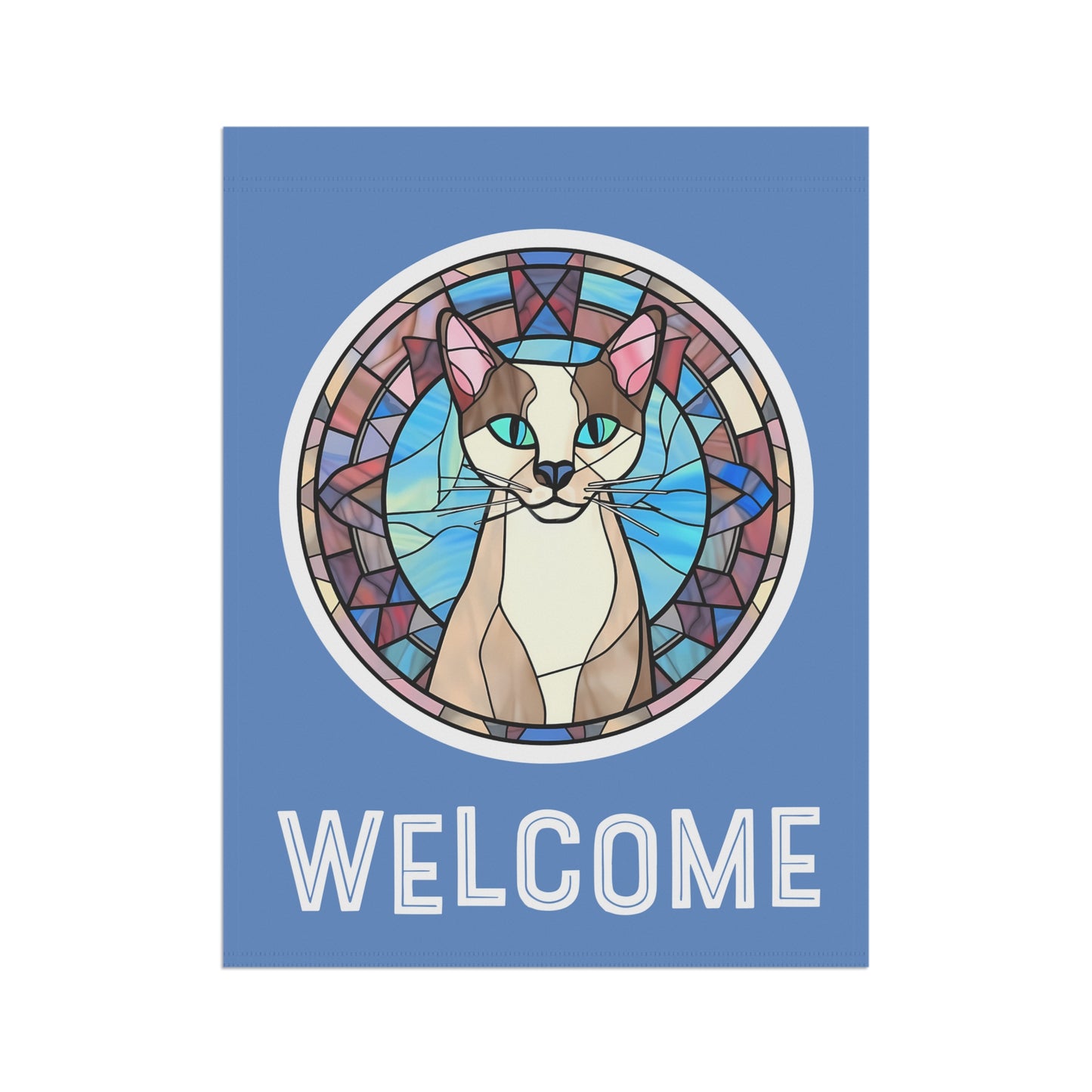 Happy Cat Welcome 2-Sided Garden & House Flag/Banner