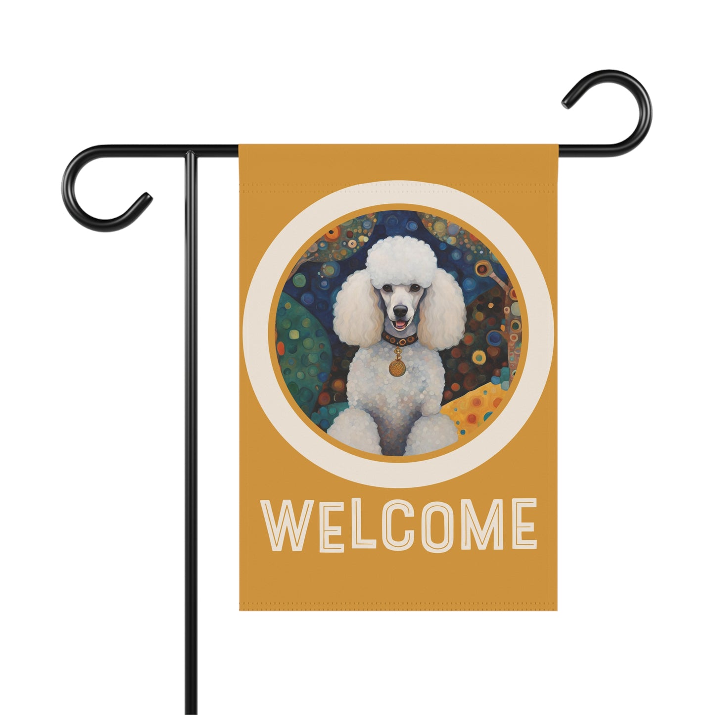 White Poodle Welcome 2-Sided Garden & House Flag/Banner