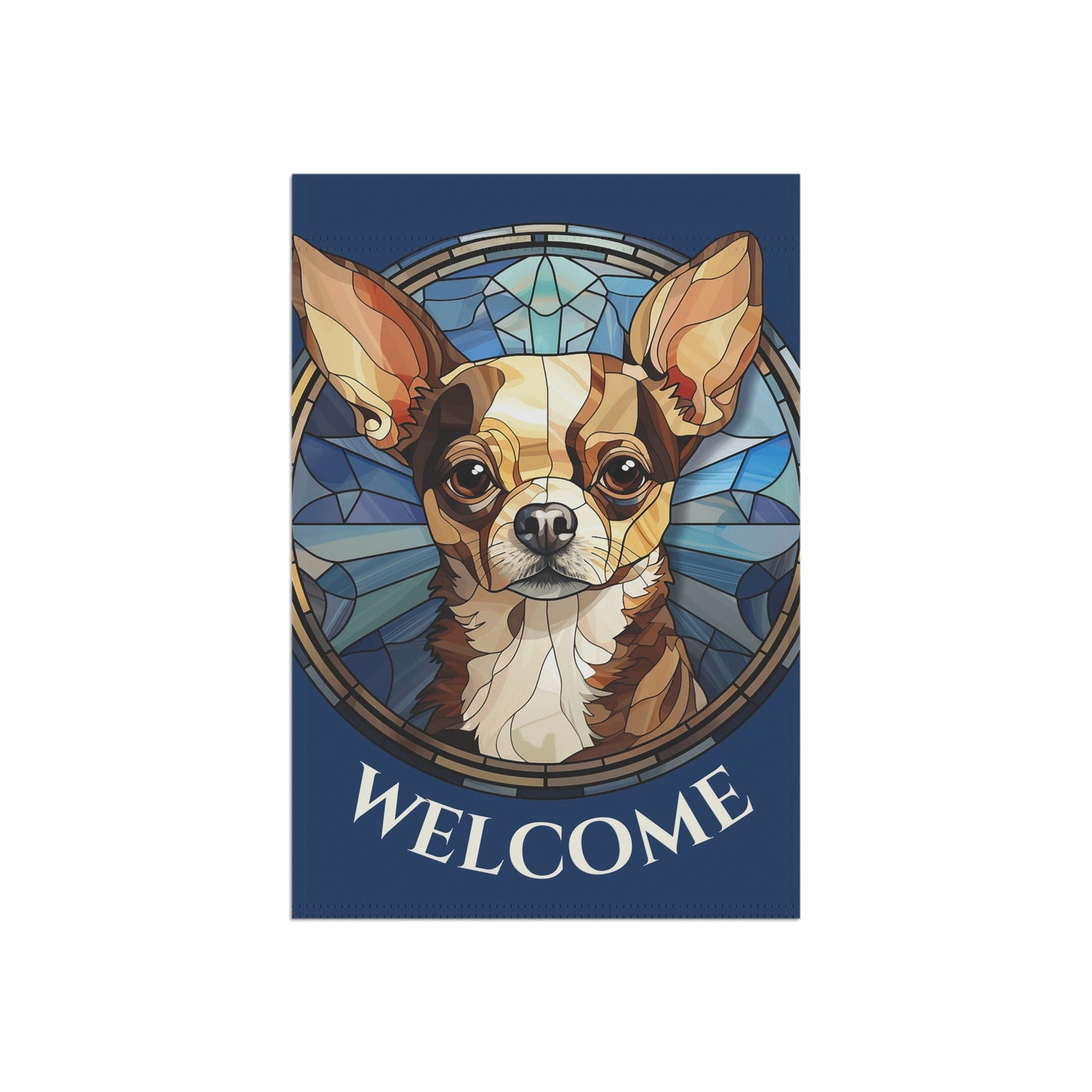 Chihuahua Welcome on Blue 2-Sided Garden & House Flag/Banner