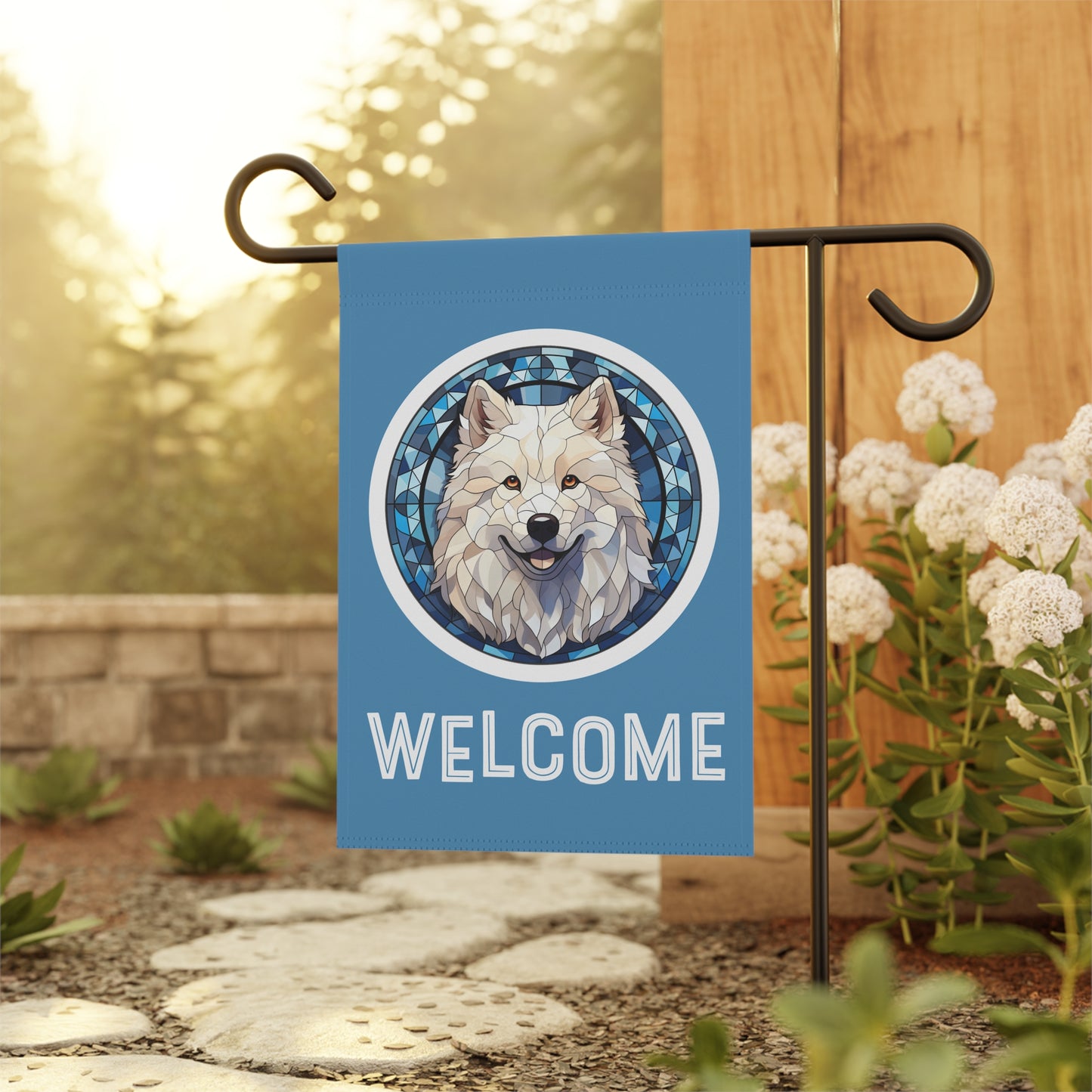 Samoyed Welcome @-Sided Garden & House Flag/Banner