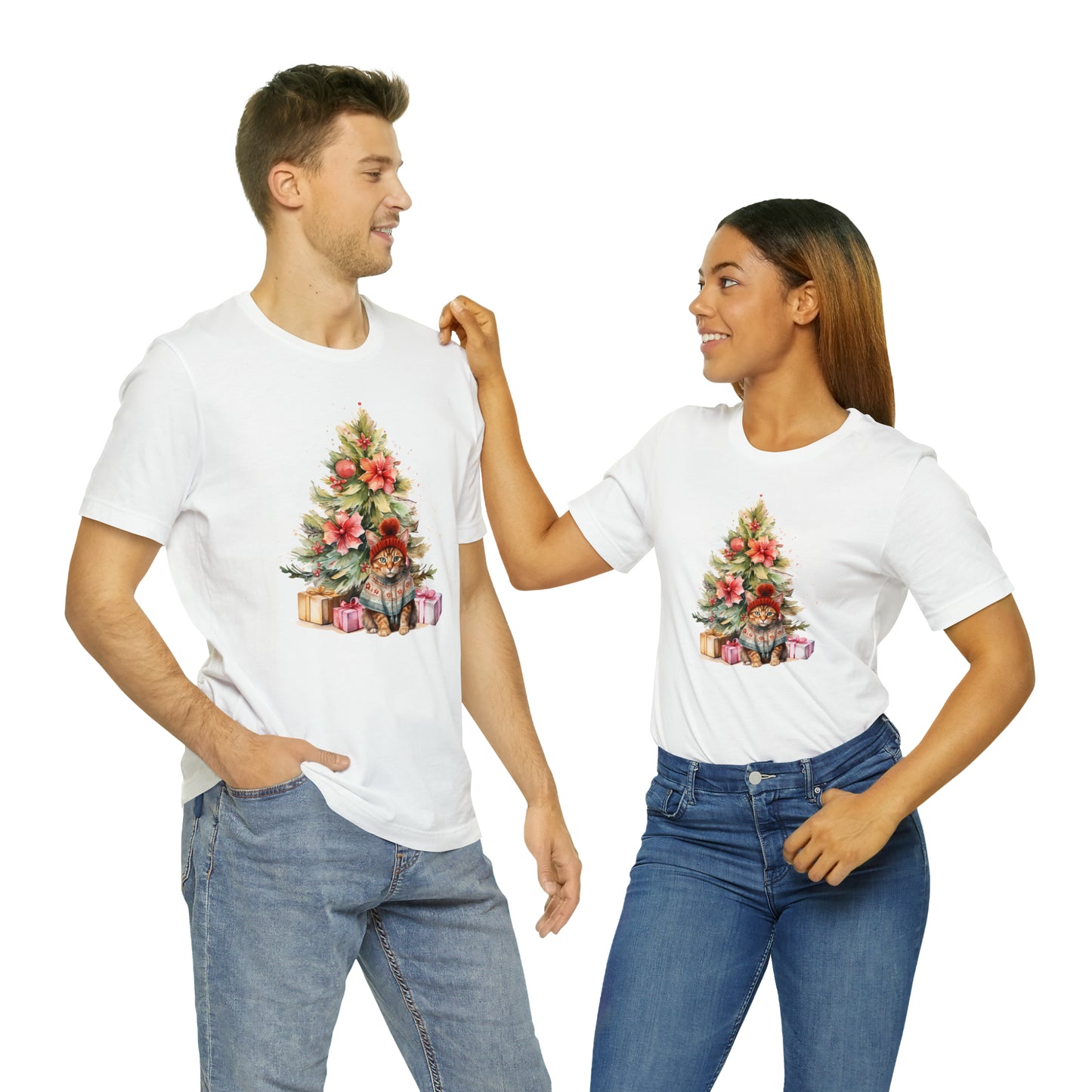 Best Present Cat Under the Tree Christmas Unisex Jersey Short Sleeve Tee