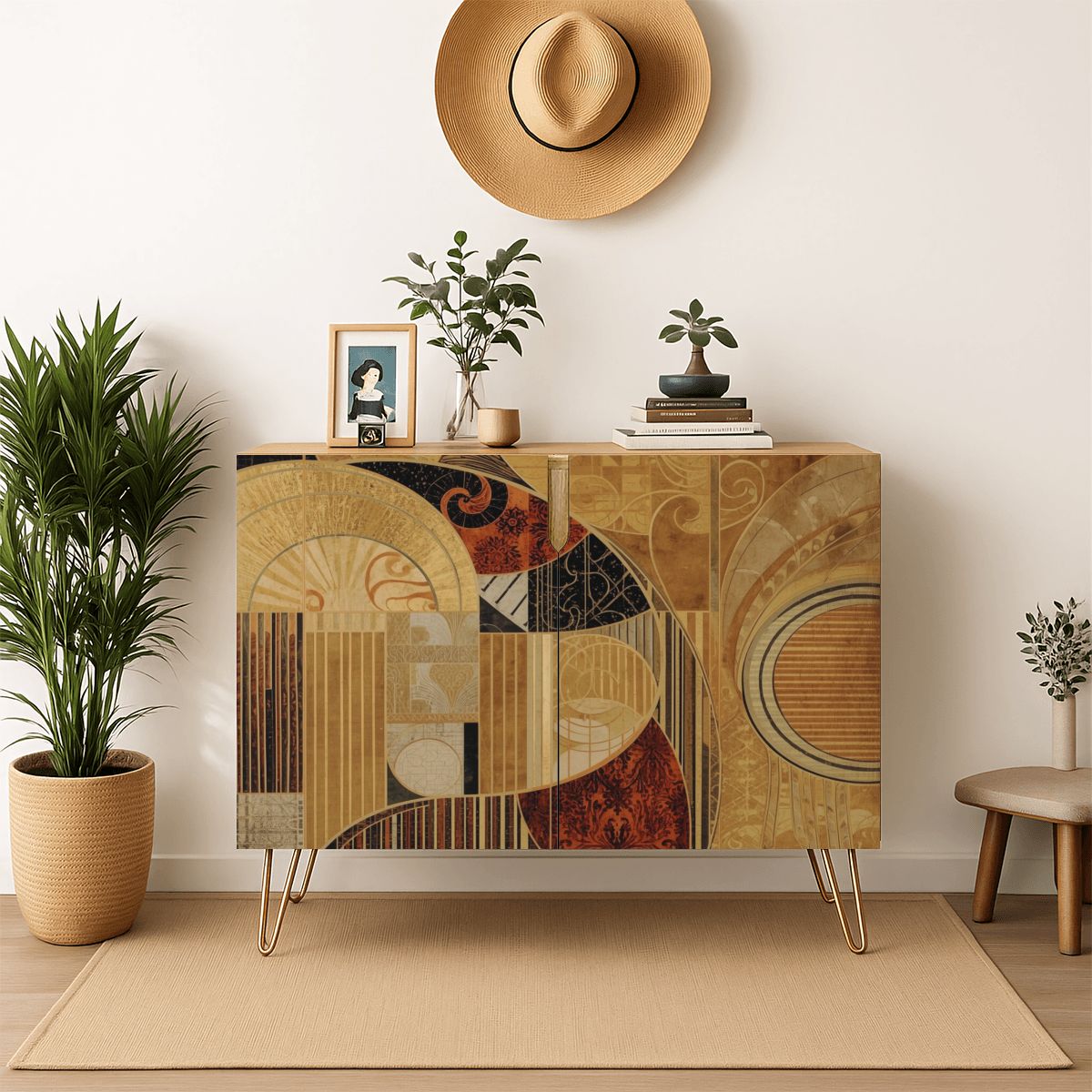 Modern Abstract Wooden Storage Cabinet (Made in USA)