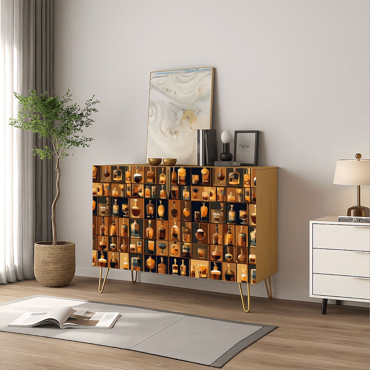 Bar Art Wooden Storage Cabinet (Made in USA)