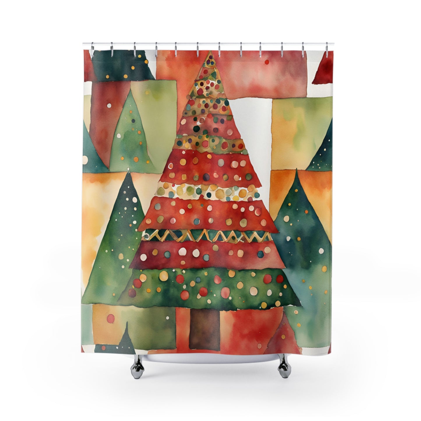 Christmas Tree Abstract Polyester Shower Curtain