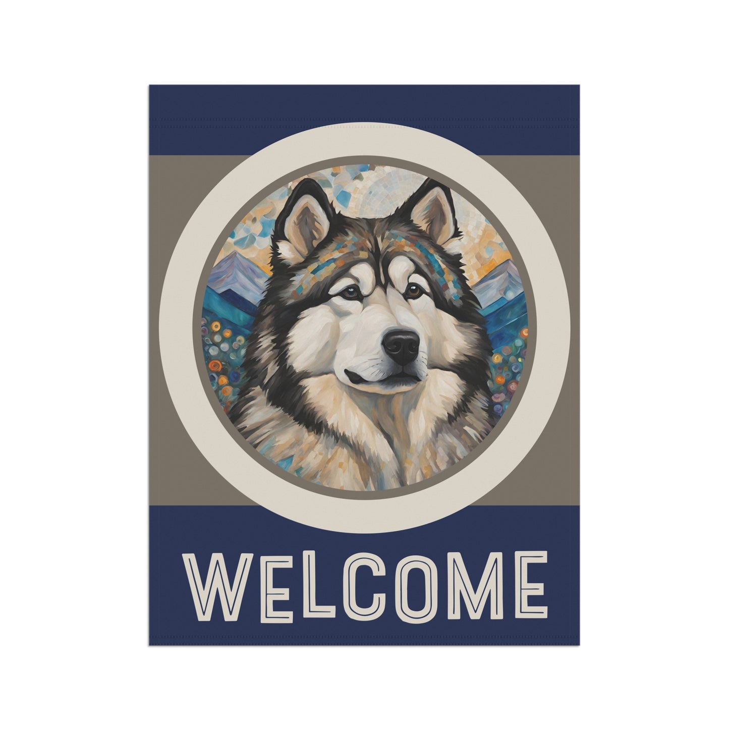 Alaskan Malamute Welcome 2-Sided Garden & House Flag/Banner