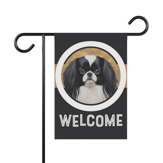 Japanese Chin Welcome 2-Sided Garden & House Flag/Banner