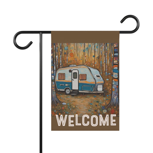 Rustic Camper Welcome 2-Sided Garden & House Flag/Banner