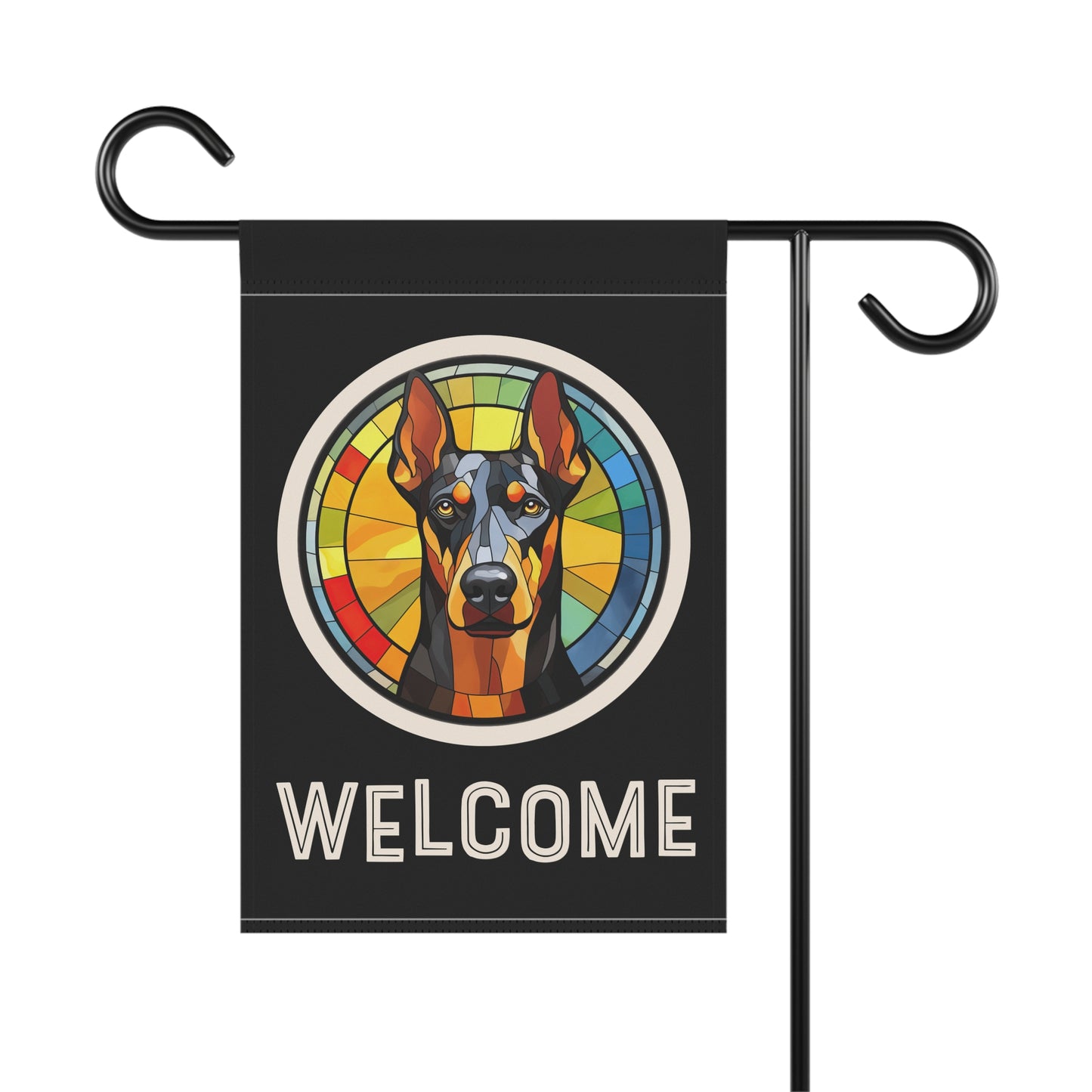 Doberman Pinscher Welcome 2-Sided Garden & House Flag/Banner