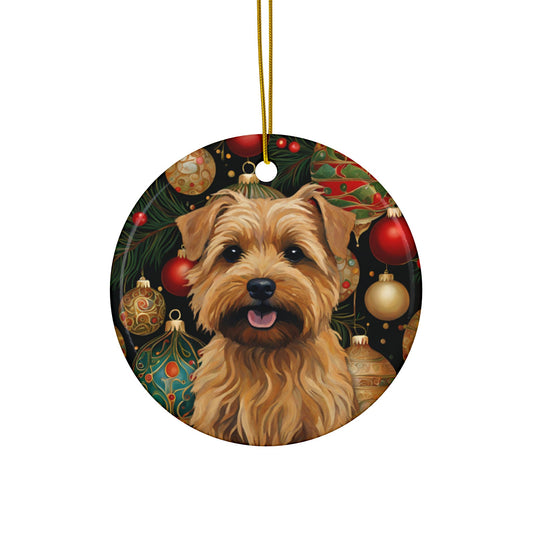 Norfolk Terrier Christmas 3" Ceramic Ornaments, 2-Side Print, (1pc, 10pcs)