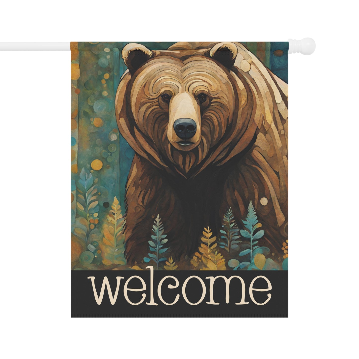 Mountain Forest Grizzly Welcome 2-Sided Garden & House Flag/Banner