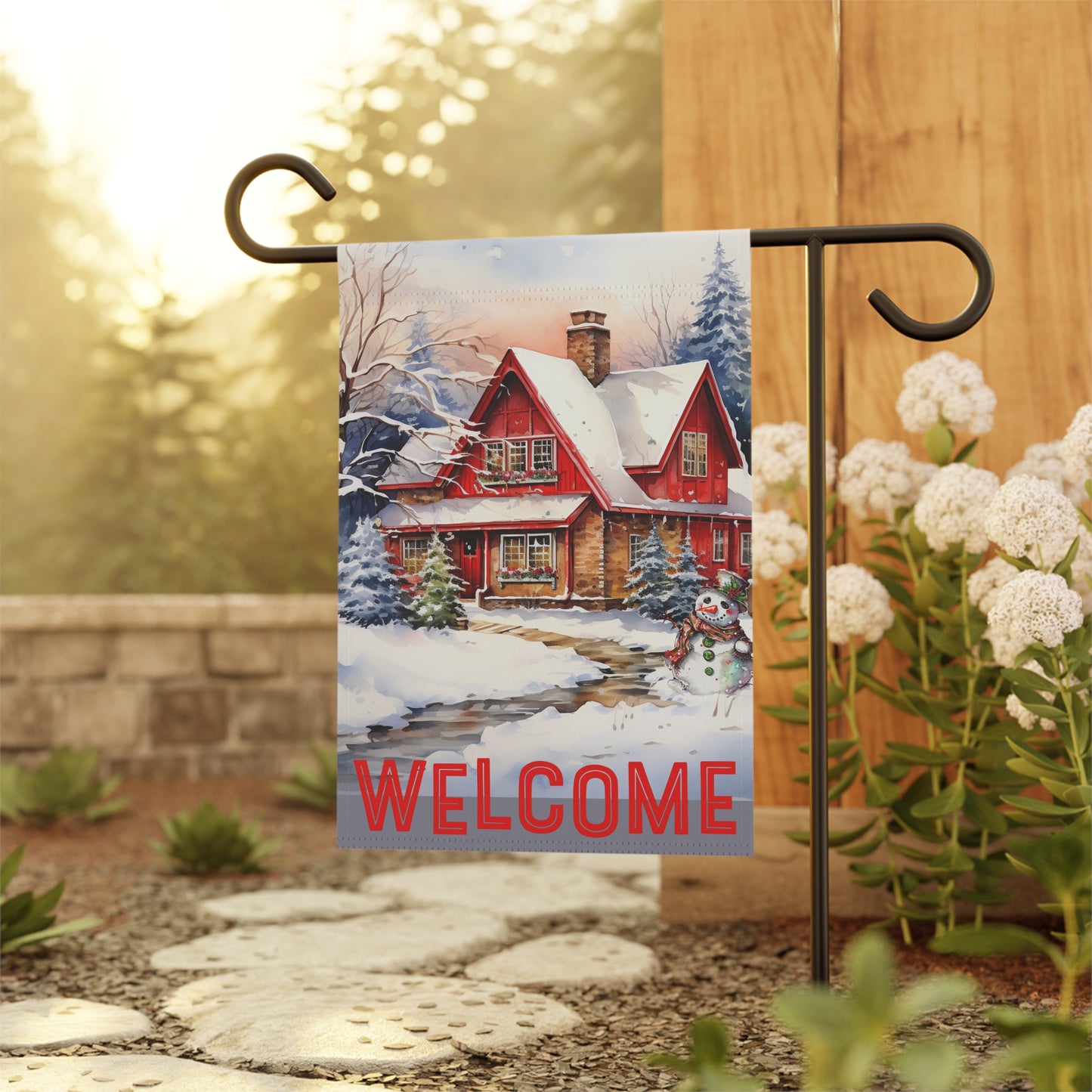 Winter Home Snowman Welcome 2-Sided Garden & House Banner