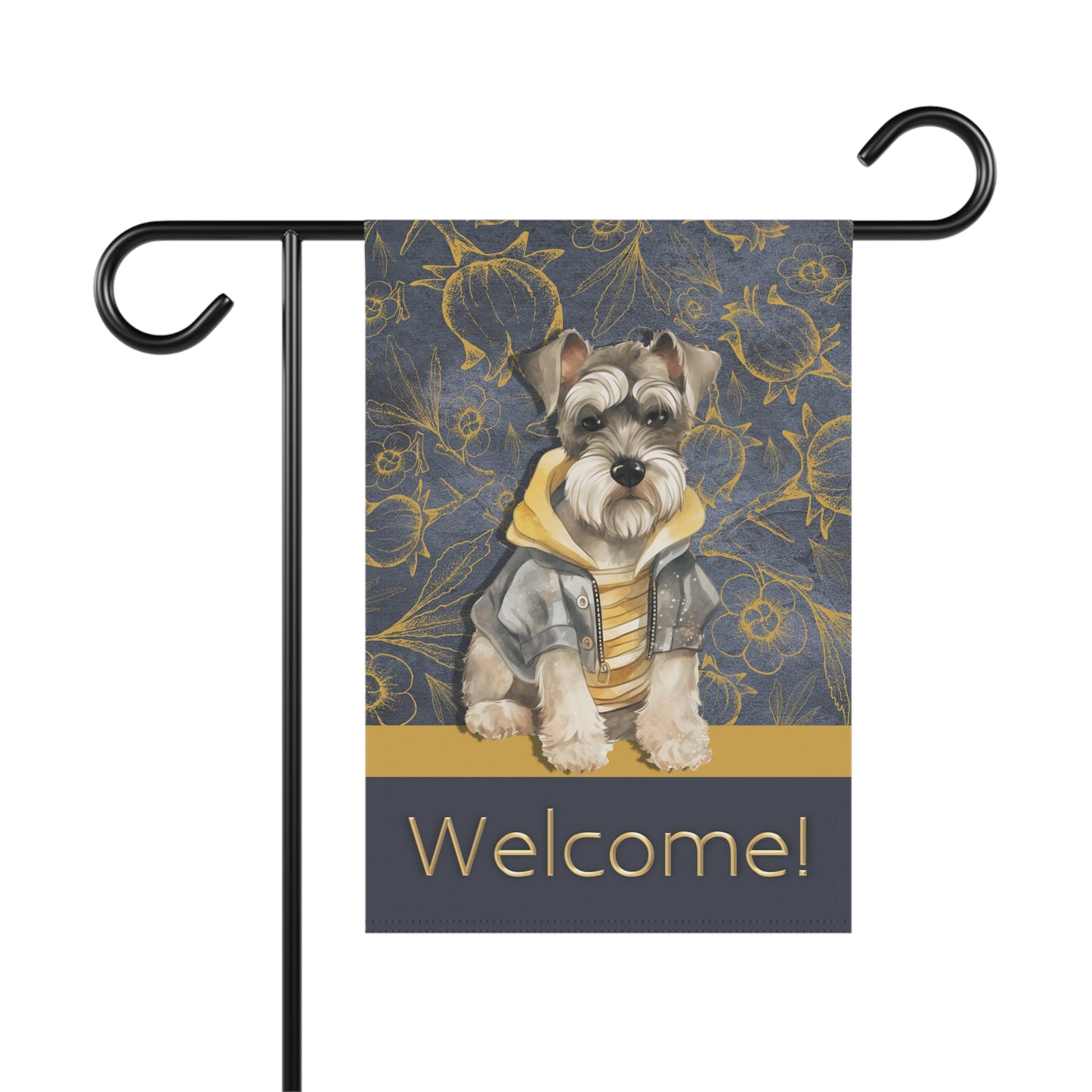 Miniature Schnauzer in Jacket Welcome 2-Sided Garden & House Flag/Banner