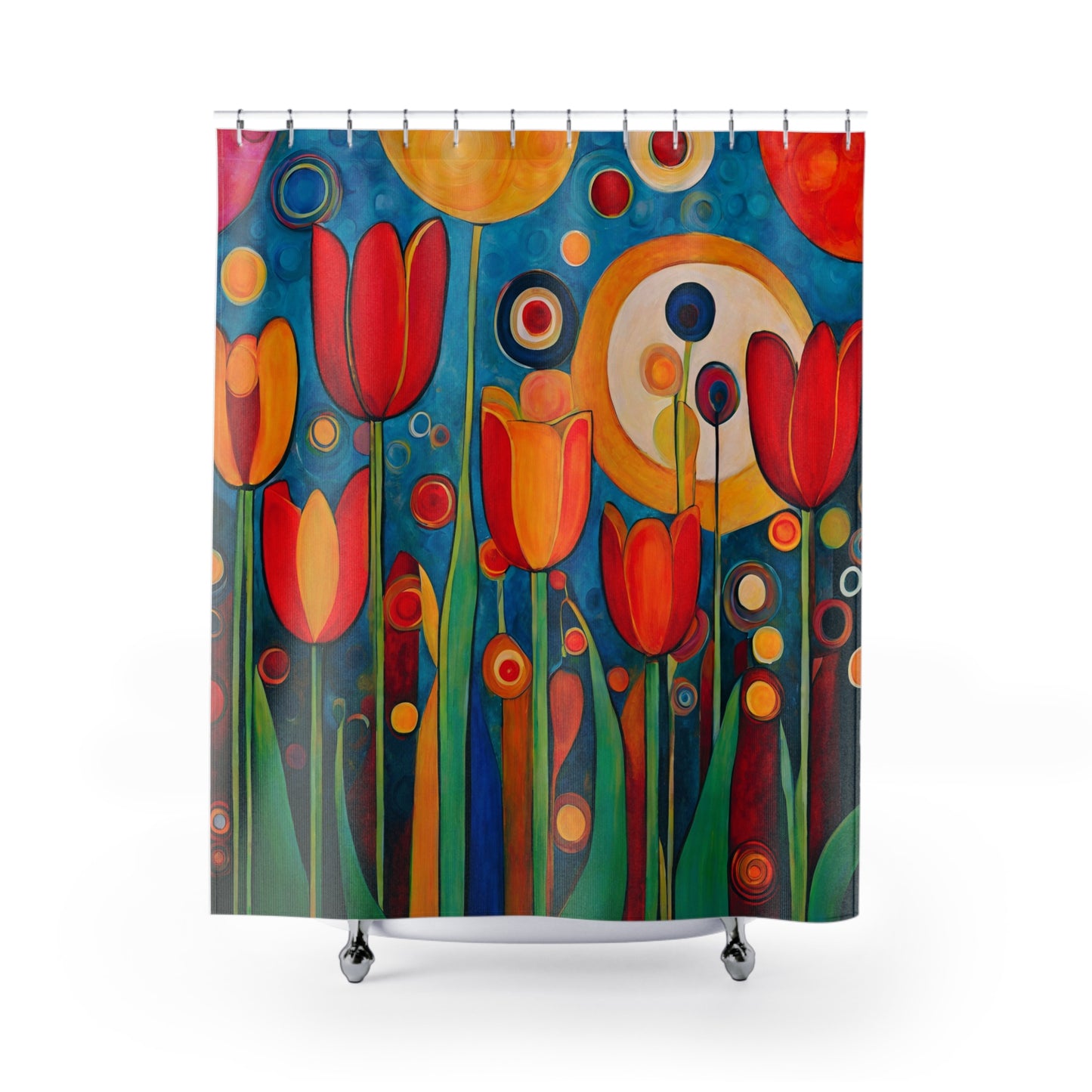 Bright Tulips Polyester Shower Curtain