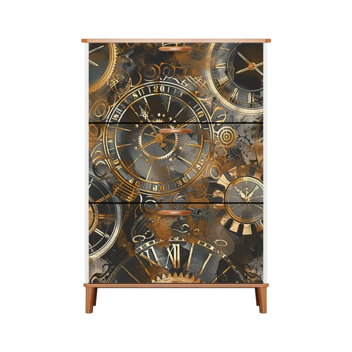 Vintage Mechanical Clocks Shoe Cabinet (Made in USA)