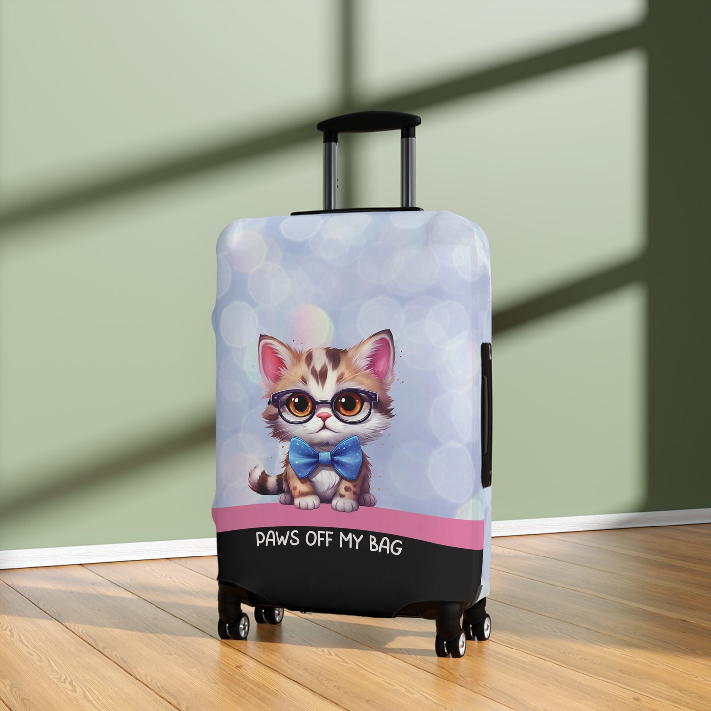 Kitten in Glasses & Blue Bow Tie Paws Off My Bag Luggage Cover