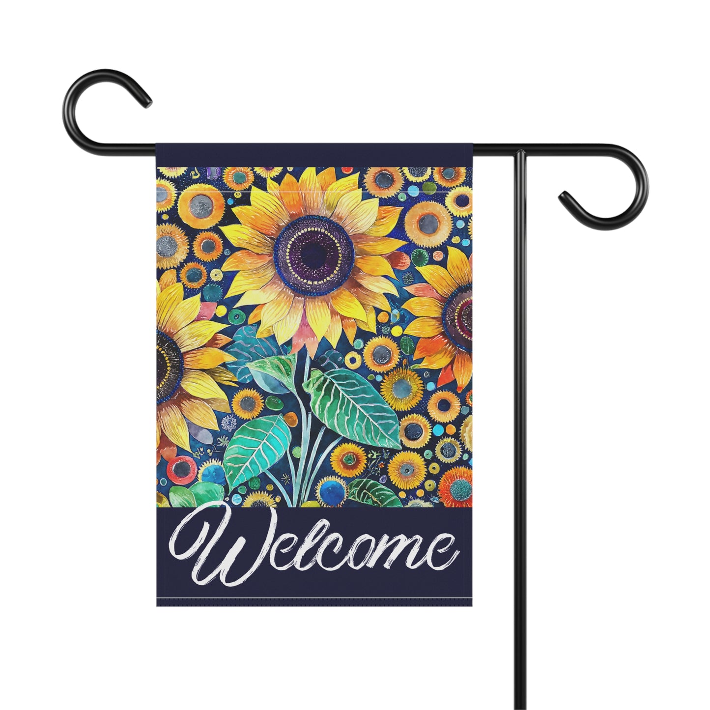 Funky Bright Sunflowers Welcome 2-Sided Garden & House Flag/Banner