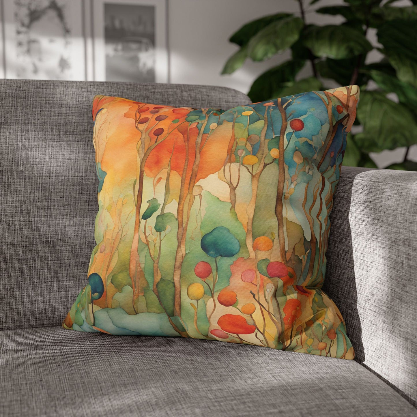 Guthrie Watercolor Square Poly Canvas Pillowcase