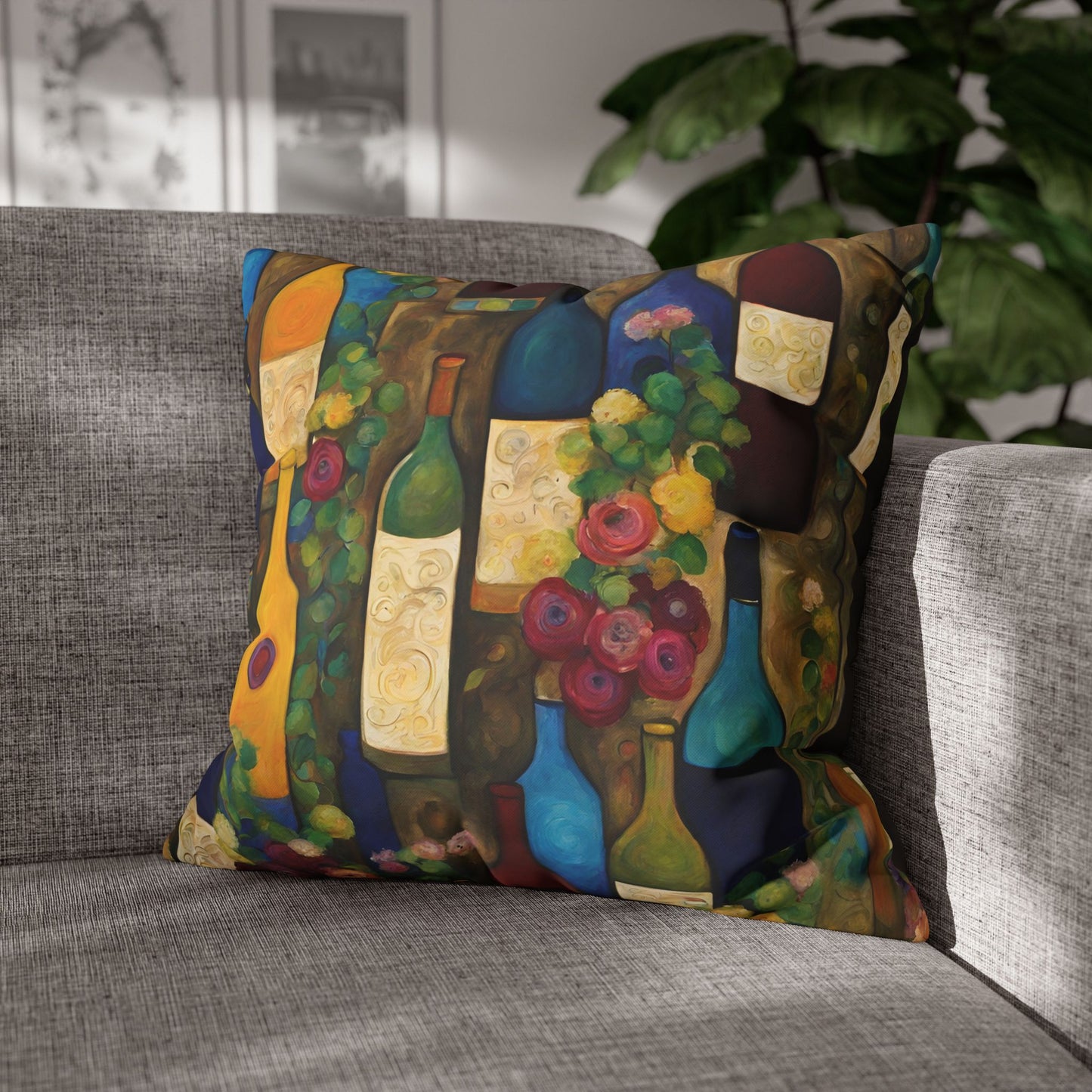 Wine Garden Square Poly Canvas Pillowcase