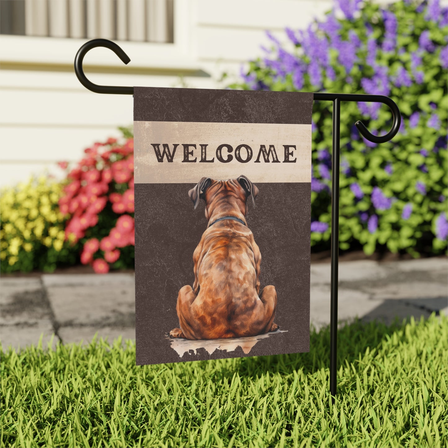 Boxer Welcome 2-Sided Garden & House Flag/Banner