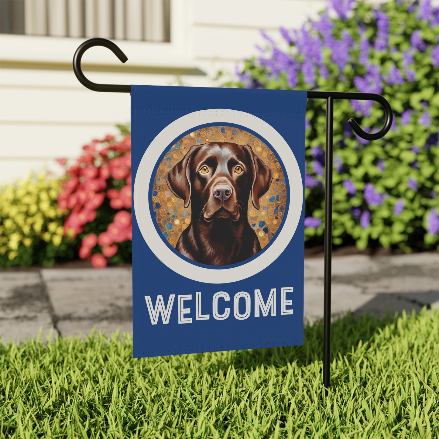 Chocolate Labrador Welcome 2-Sided Garden & House Flag/Banner