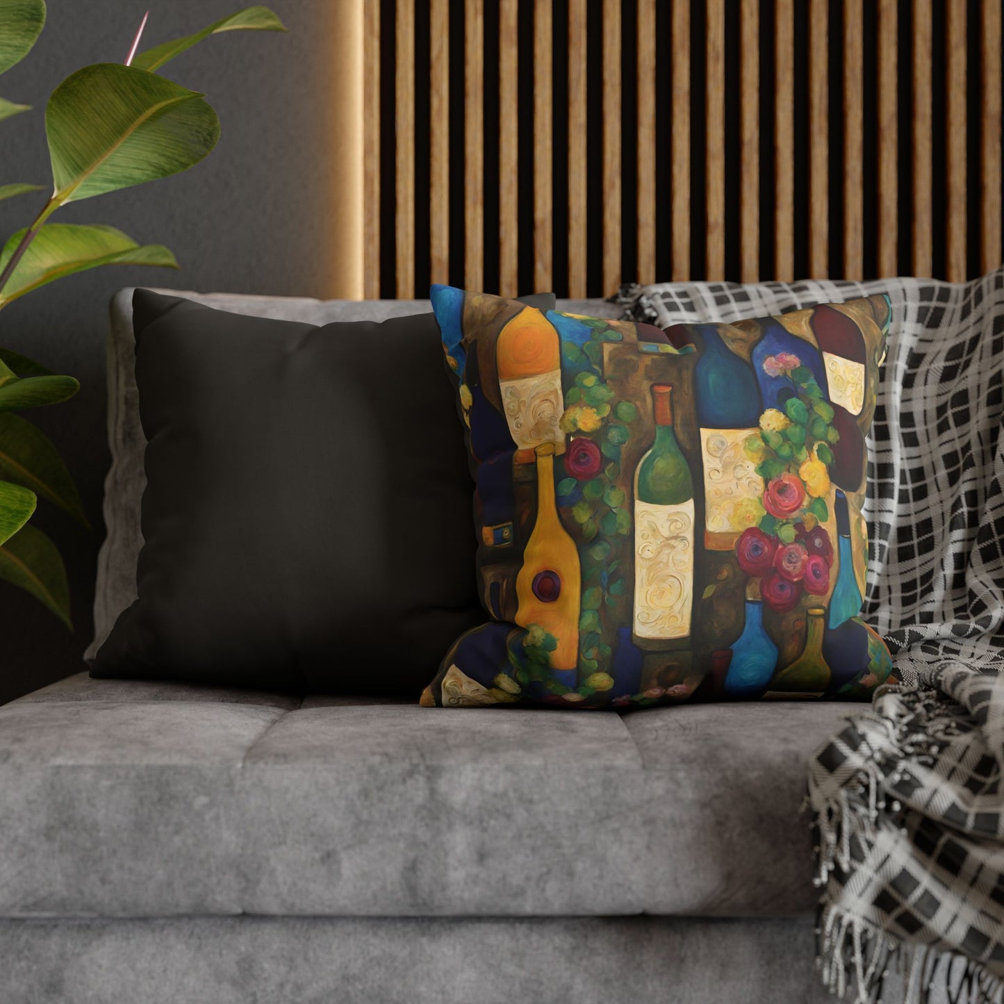 Wine Garden Square Poly Canvas Pillowcase