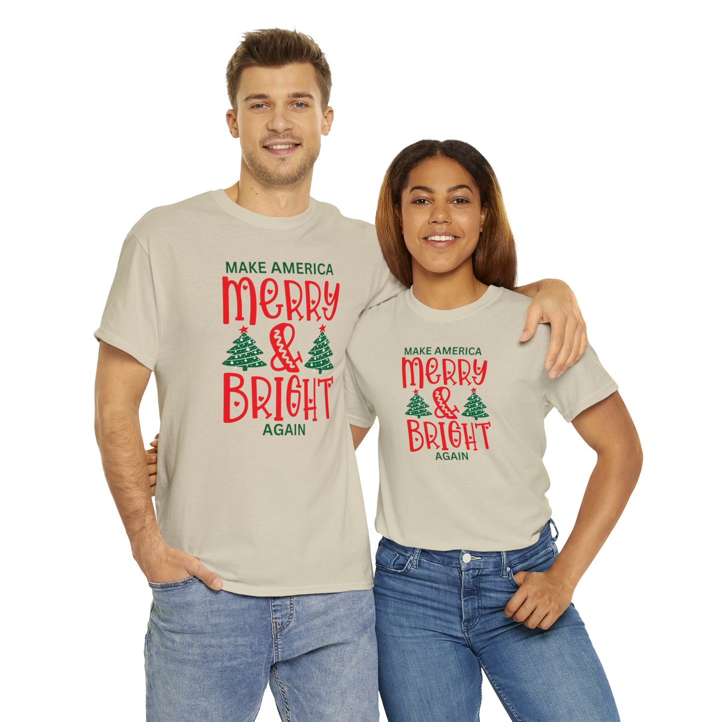 Happy Hearts Make America Merry & Bright Again Unisex Heavy Cotton Tee