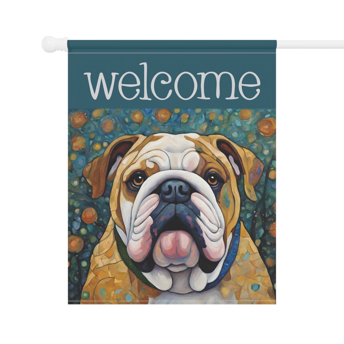 English Bulldog Welcome 2-Sided Garden & House Flag/Banner