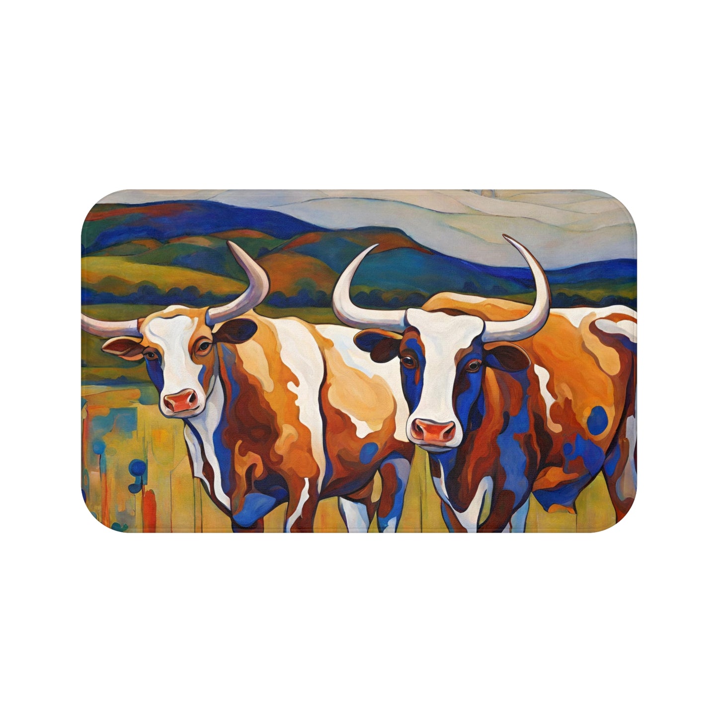 At the Ranch Longhorn Cattle Microfiber Bath Mat